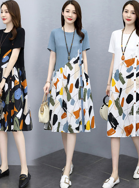 2023 summer women loose casual print plus size dress dresses