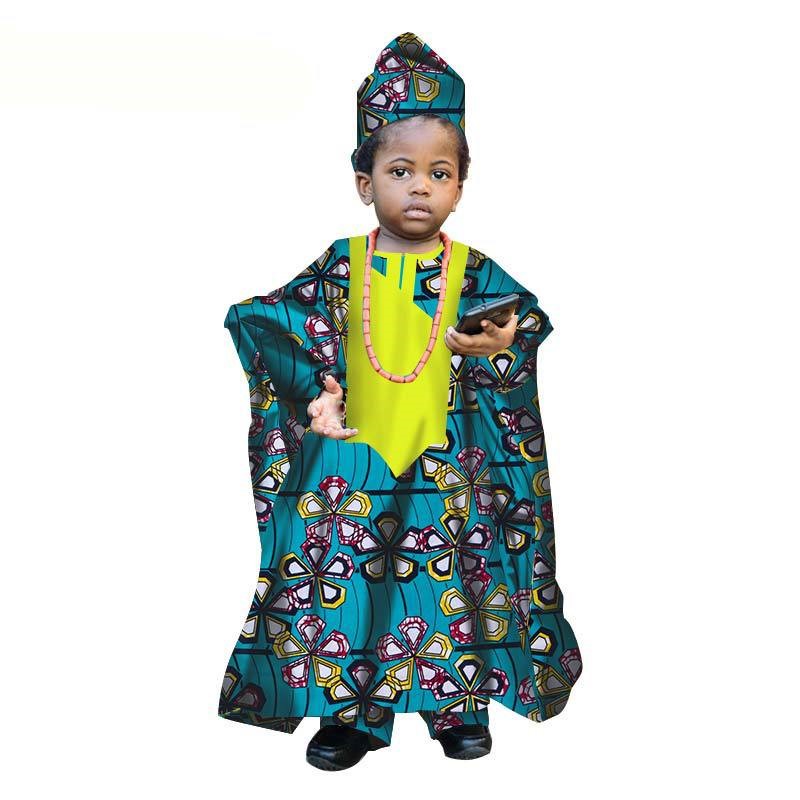 定制 非洲男童长袍上衣和裤子长袍套装African children clothes