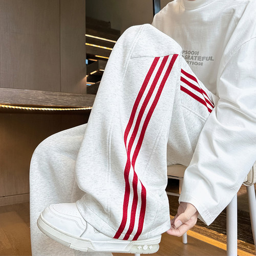 潮牌青少年复古风拼接运动裤卫裤