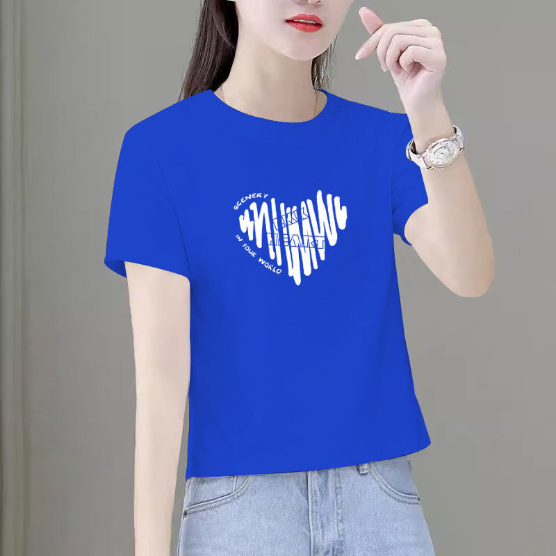 短款时尚简约休闲短袖T恤女宽松2025年夏季新款正肩百搭女士上衣