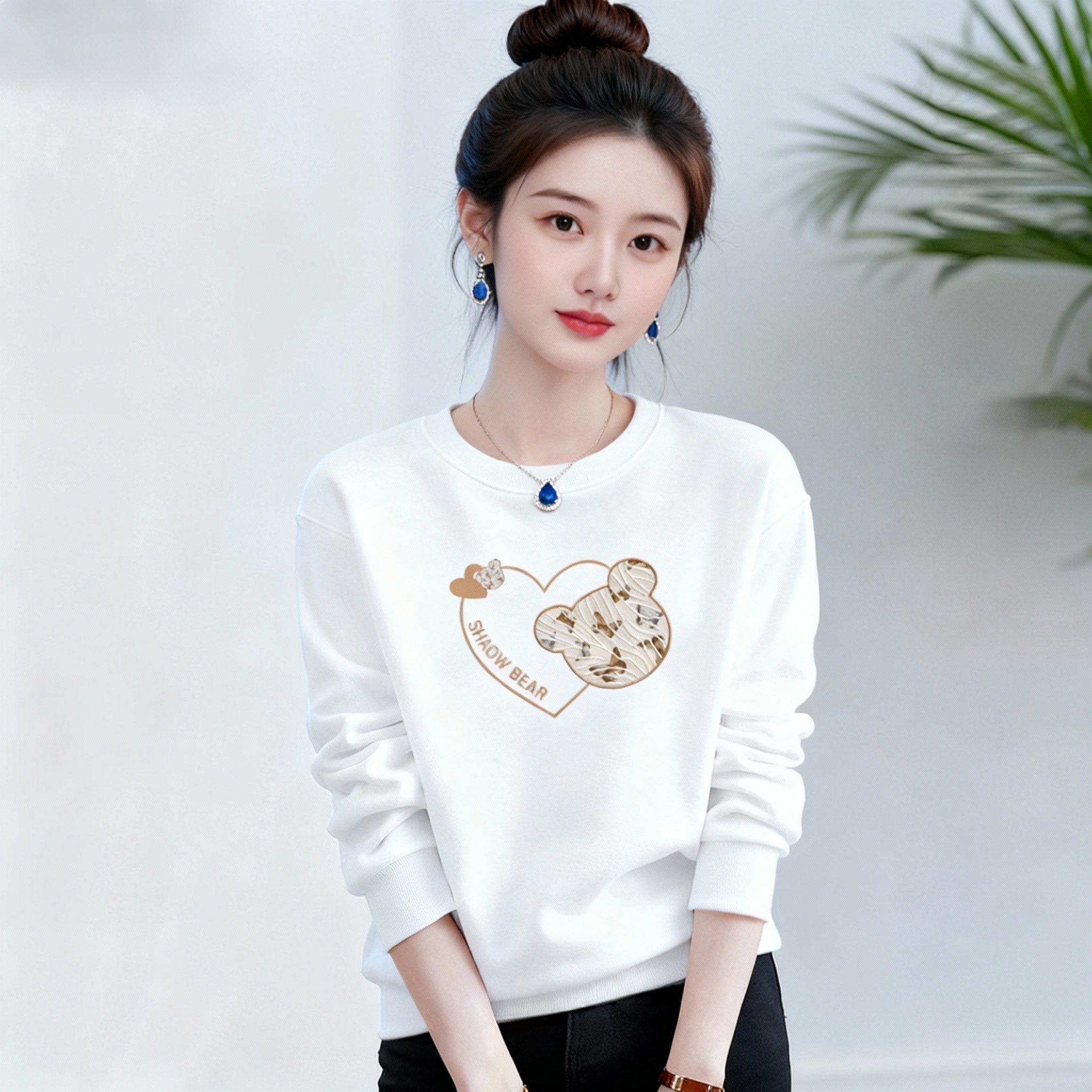 高档加绒新款精梳棉卫衣2026年秋冬款韩版气质显瘦外穿套头上衣装