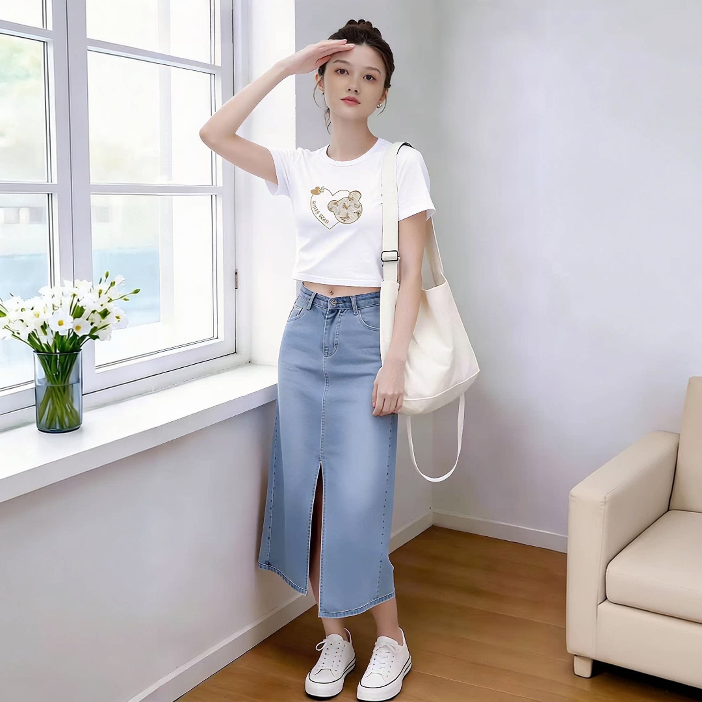 夏季纯棉露脐高腰修身短袖T恤女