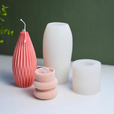 蜡烛香薰模具石膏扩香石制作工具圆条纹柱硅胶模具圆柱摆件蜡烛模