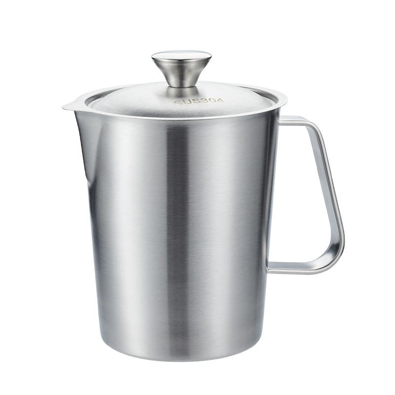 量杯带刻度量桶奶茶店用品不锈钢大量杯带盖304不锈钢烘焙计量杯