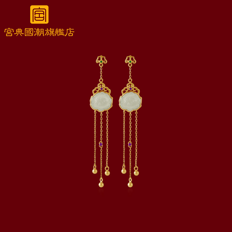 宫典国潮原创设计耳环女小众轻奢中国风耳饰纯银流苏耳钉汉服首饰