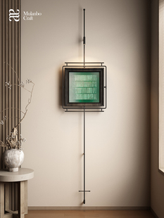 中古风玄关金属杆装置画背景墙装饰画样板间墙面吊杆壁饰墙上挂件