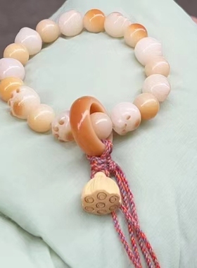 碳烤猫爪菩提根手串天然玉化原生白玉菩提手链绕指柔文玩女孩盘玩