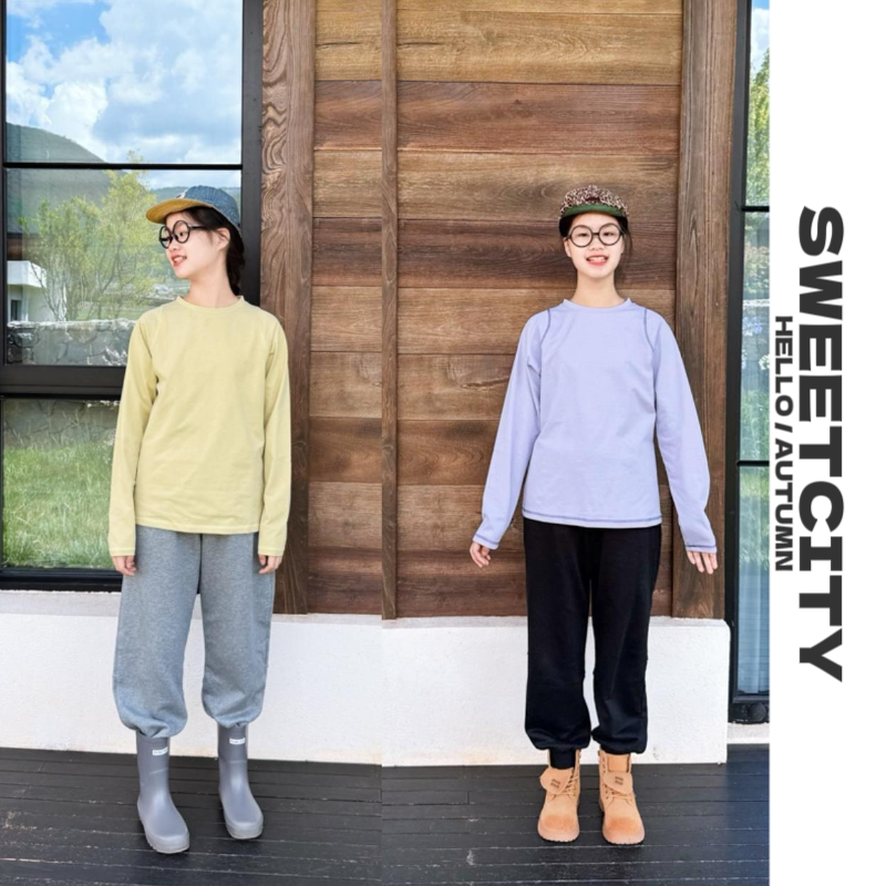 sweetcity定制 25秋 返单儿童山系风抗菌防晒插肩袖套头速干长袖T