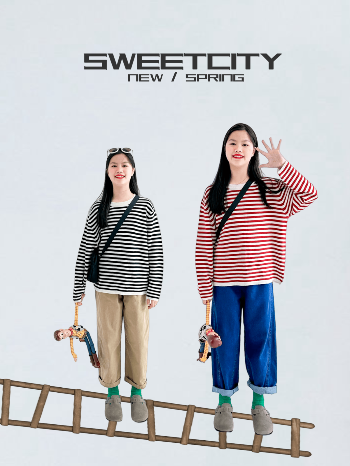 女童甜美可爱条纹套头针织毛衣