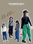 长袖 sweetcity定制秋新品 儿童韩系洋气百搭短款 套头圆领打底T恤