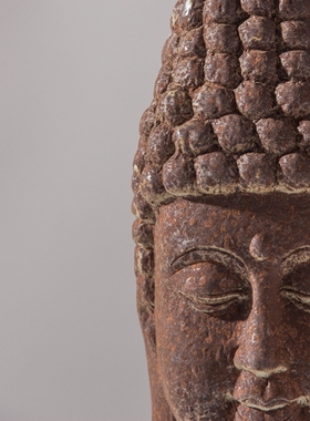 侘寂风佛首佛头像复古粗陶瓷摆饰