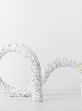 现代简约黑白条纹花器抽象线条几何摆件轻奢九宫格圆球拼接装饰品