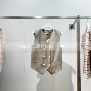 26年春新款 126140C0102纯色双排扣V领背心马甲 LILY丽丽国内代购