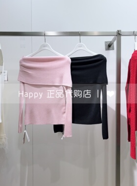 26年春新款LILY丽丽国内代购126120TK347一字肩绵羊毛套头针织衫