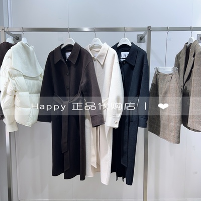 LILY翻领收腰桑蚕丝绵羊毛大衣