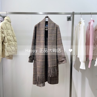 25年冬新款LILY丽丽国内代购125420FN215可拆卸格纹羊毛大衣外套