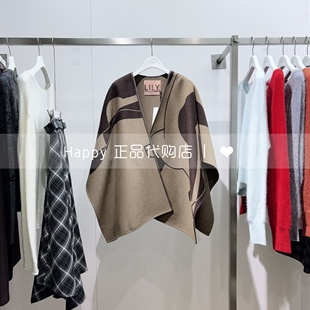 商场正品LILY丽丽25年冬新125460FN251纯羊毛高级感斗篷披风外套
