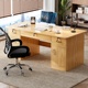 办公桌简约现代台式 电脑桌家用工作台书桌新中式 仿实木带锁桌子依