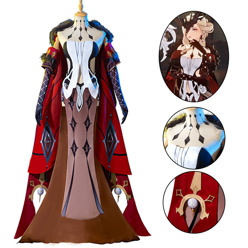 原神女士cos服愚人众执行官cosply御姐长裙披风动漫服装女