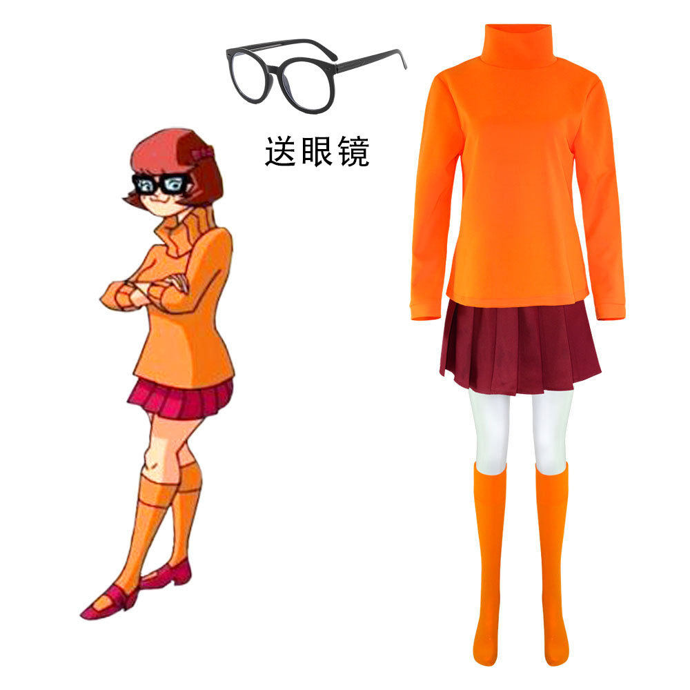 史酷比狗维尔玛cos服万圣节角色表演服scooby-doovelmacosplay