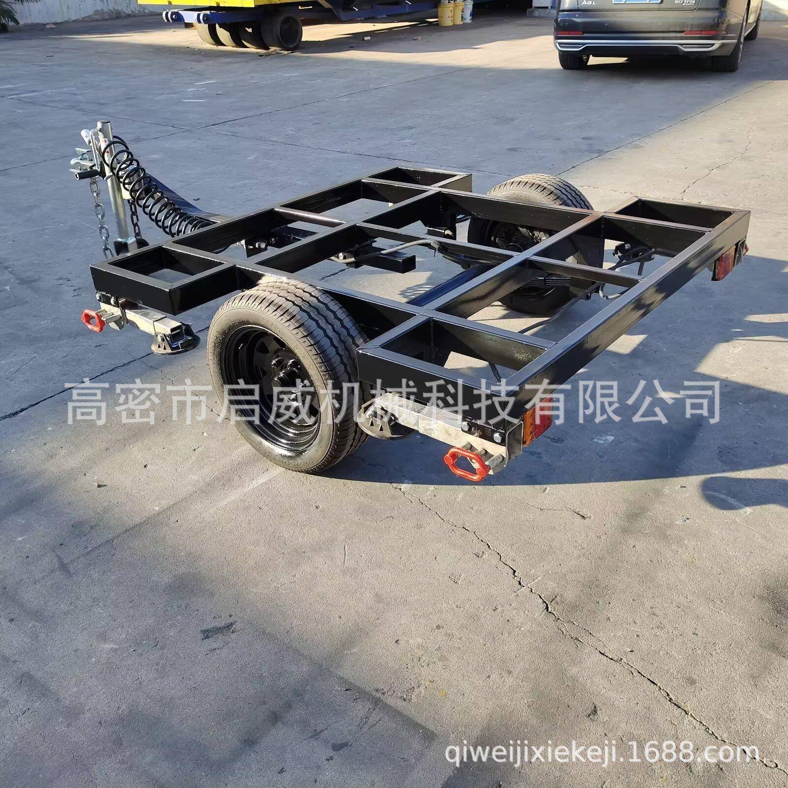 厂家500kg单轴发电机组拖车底盘移动牵引式平板车设备框架拖车