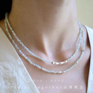 银竹节天然玉石中式细珠叠戴双层简约气质自然绿色和田玉贵气项链