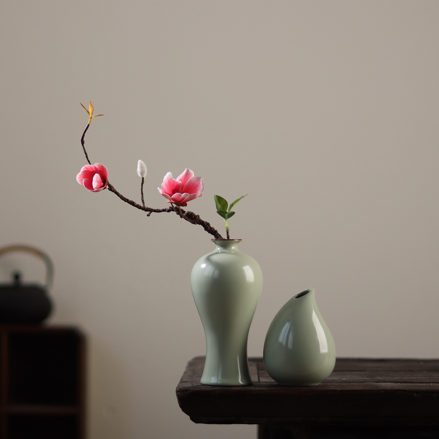 非遗陶瓷手捏花梅花花朵摆件插花中式客厅酒柜桌面花瓶装饰工艺品,家居饰品,桌面摆件,淘宝优惠券,粉丝福利购,淘宝优惠卷