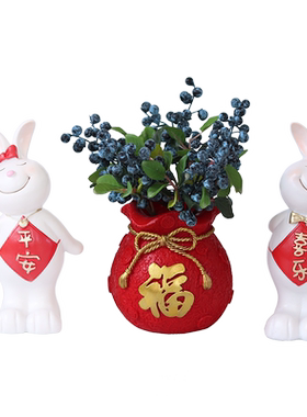 颢言树脂喜庆装饰现代客厅兔子