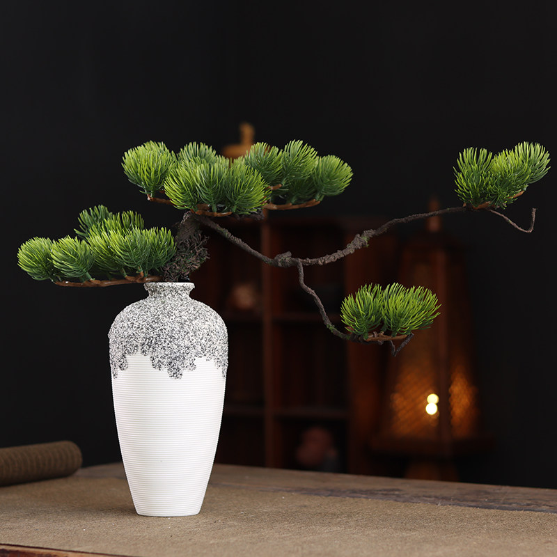 新中式创意陶瓷花瓶客厅玄关插花博古架摆设禅意迎客松茶桌摆件,家居饰品,装饰摆件,淘宝优惠券,粉丝福利购,淘宝优惠卷