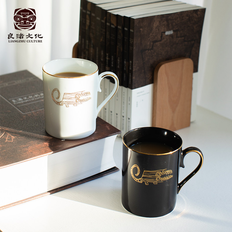 良渚博物院 良渚文创鳄鱼玉鸟纹系列马克杯办公室送礼创意礼物