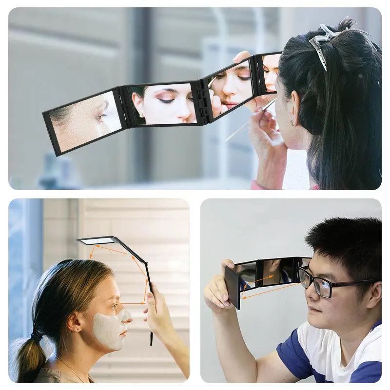 【拔白头发神器】四面折叠镜子多角度可后视看自己理发用360度