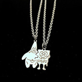 网红项链女海绵宝宝爆款 派大星情侣拼接不掉色嘻哈配饰品ins卡通