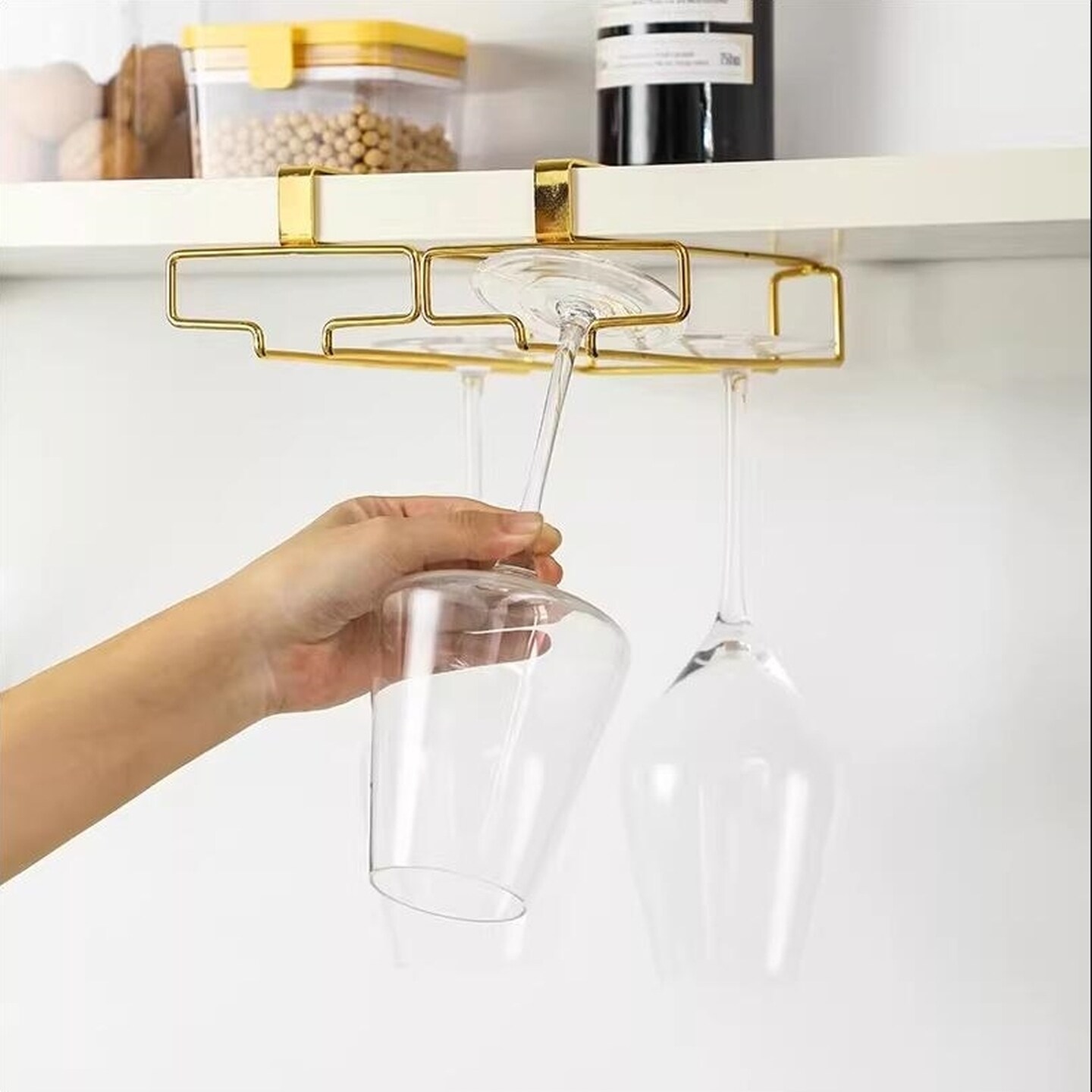 红酒杯收纳架高端红酒杯架倒挂高级悬挂式免打孔高脚杯酒柜收纳架