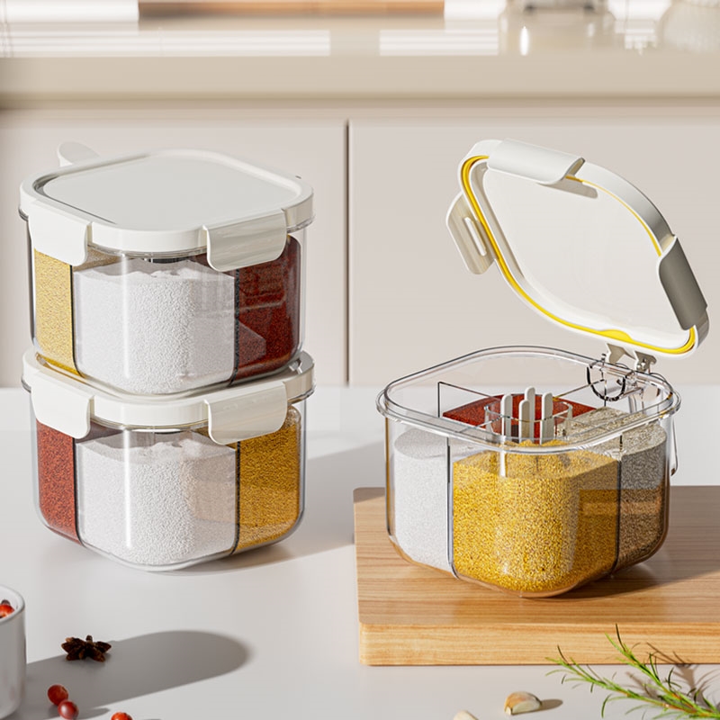 调料盒多格一体厨房干香料收纳盒密封防潮调味罐佐料盐味精调味盒