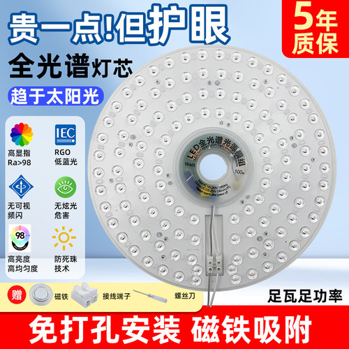 led卧室全光谱超亮圆形改造灯板