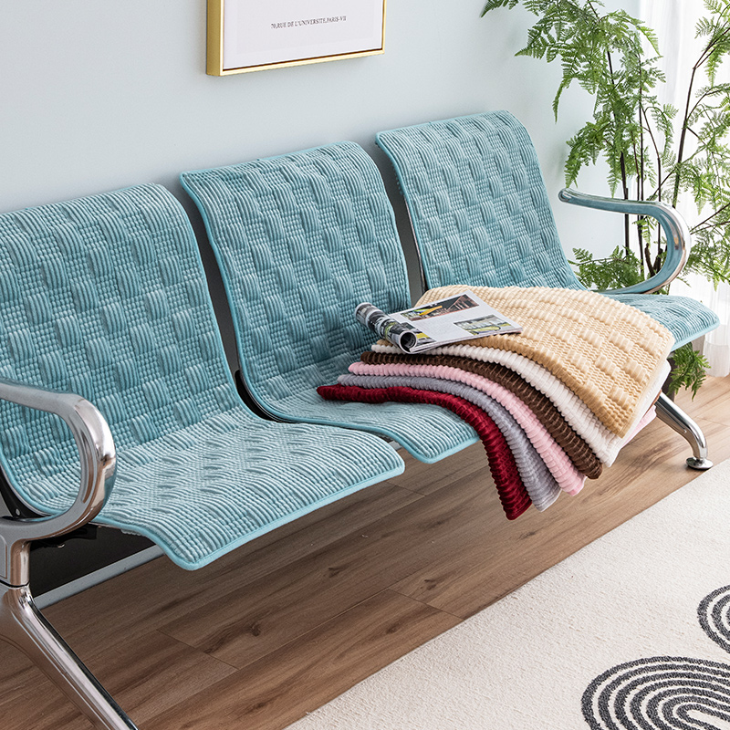 连排椅靠背一体毛绒座垫套