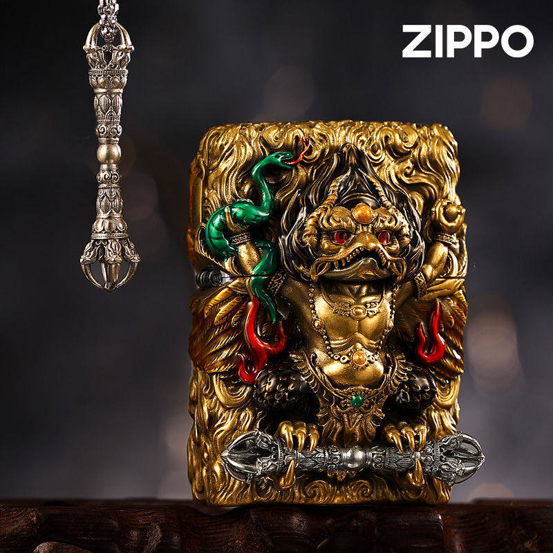 大鹏鸟Zippo芝宝重盔甲防风煤油打火机项链送礼品旋转夜光珐琅彩