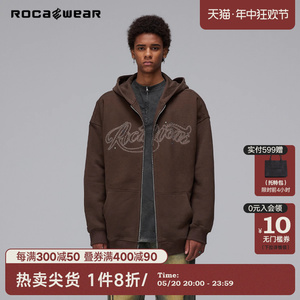 Rocawear秋季潮牌美式字母烫钻开衫卫衣重磅拉链宽松外套情侣装