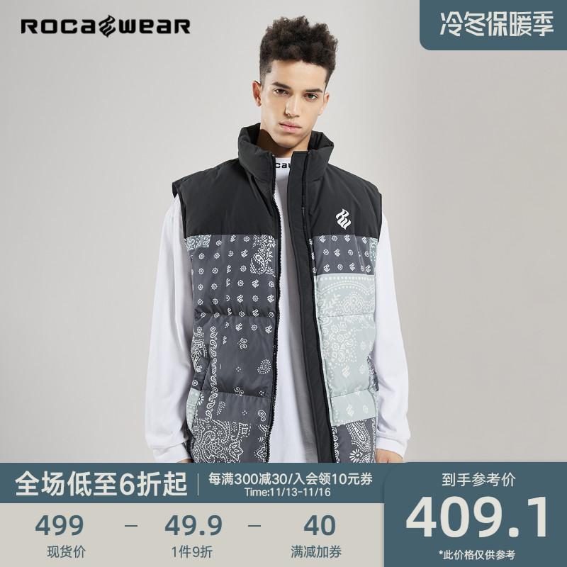 Rocawear潮牌冬季新款印花logo腰果花羽绒背心外套时尚炸街外套潮在类目 男装, 羽绒马甲中 - 来自Buy2taobao.com提供专业的淘宝代购服务