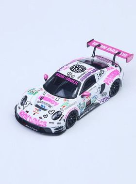 SR1:64车模 保时捷911GT3 R 粉猪 85号铁娘子 仿真合金汽车模型
