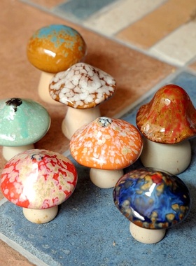 家居庭院创意彩色陶瓷蘑菇花园草坪阳台花盆布景微景观桌面小摆件