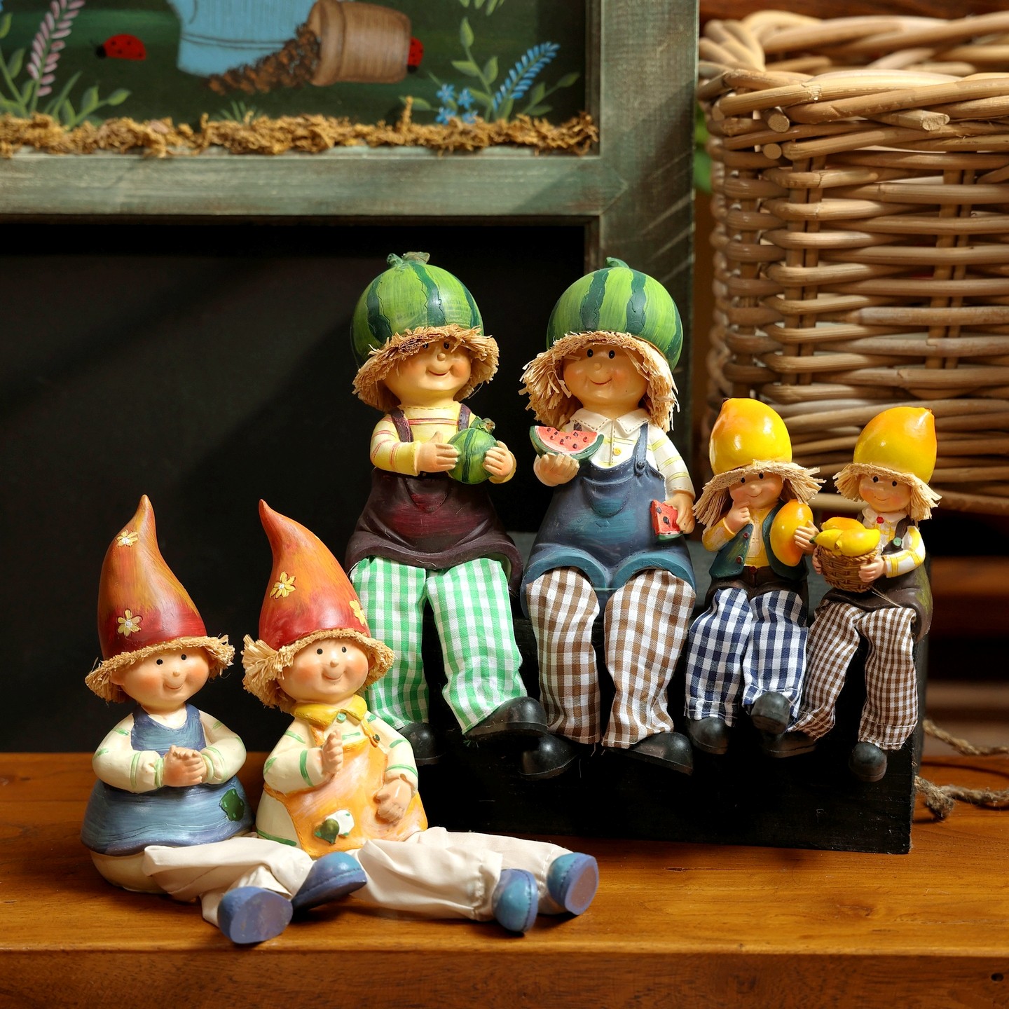 可爱情侣树脂吊脚娃娃闺蜜情侣送礼物水果娃娃桌面家居装饰摆件,家居饰品,装饰摆件,淘宝优惠券,粉丝福利购,淘宝优惠卷