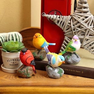 饰摆件 彩色仿真小鸟花园阳台庭院幼儿园样板间布景装 美式 乡村风格