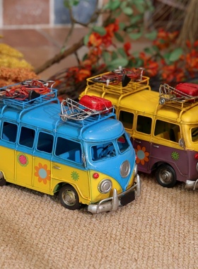 创意非洲巴士模型店铺摆件布景