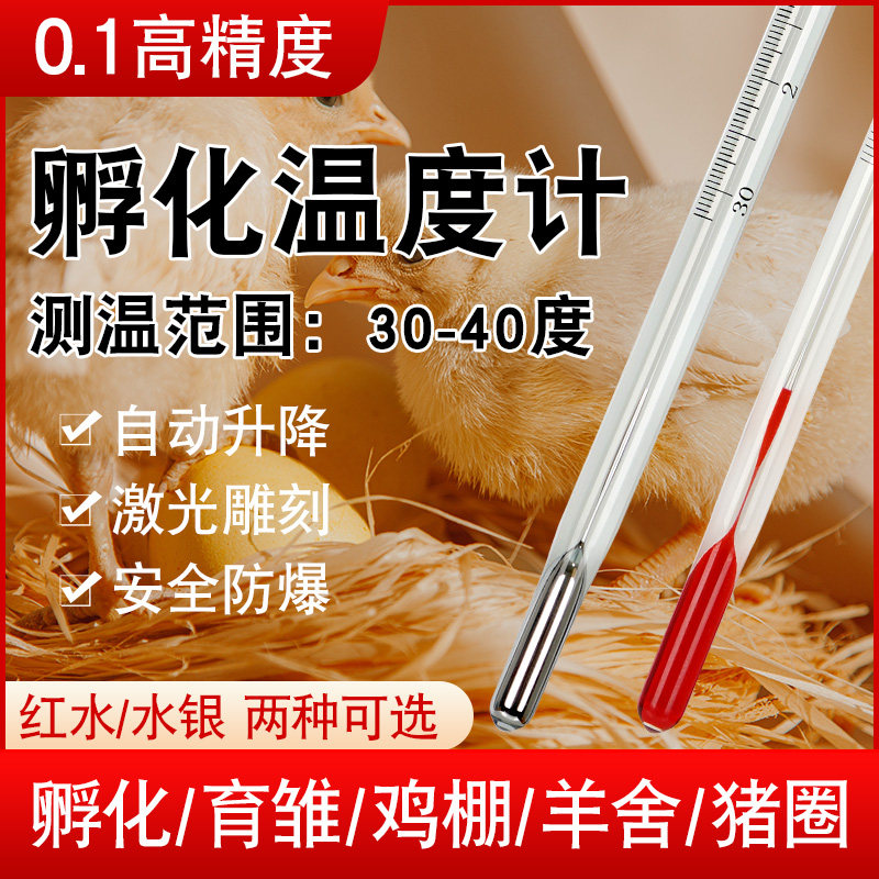 孵化温度计红水水银孵化机孵化箱养殖育雏专用高精度0.1小鸡小鸭