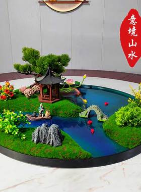 酒店会所餐桌转盘摆件桌花中式圆形摆台大圆桌摆花桌芯沙盘盆景