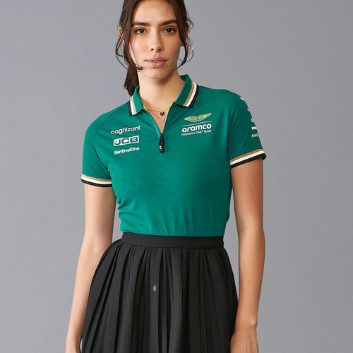 F1赛车Aston Martin阿斯顿马丁女款速干透气翻领短袖T恤POLO衫