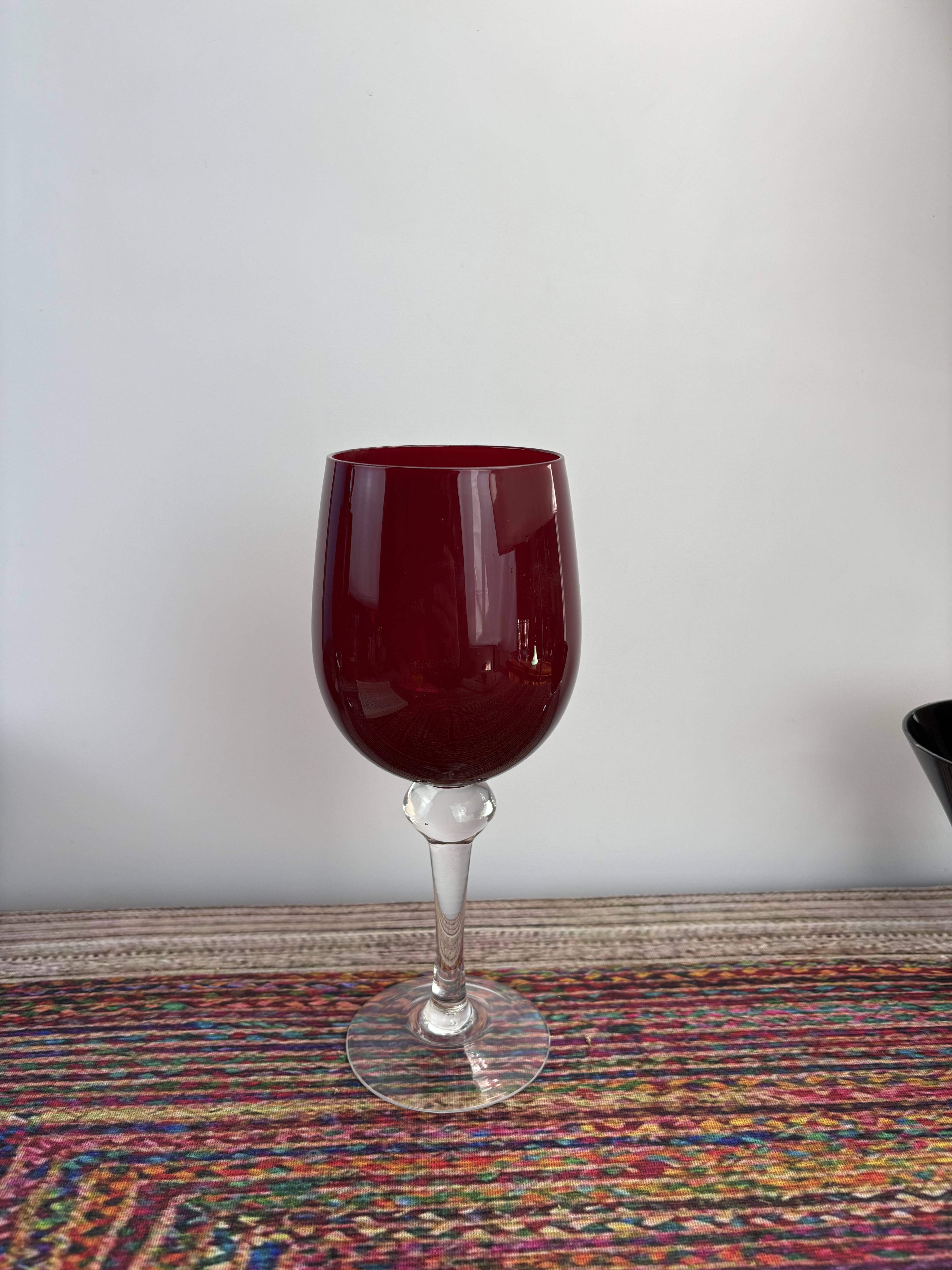 复古红色原色料玻璃高脚杯红酒杯香槟杯洋酒杯中古红色高脚杯