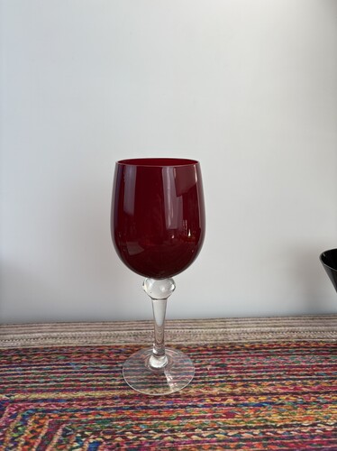 复古红色原色料玻璃高脚杯红酒杯香槟杯洋酒杯中古红色高脚杯