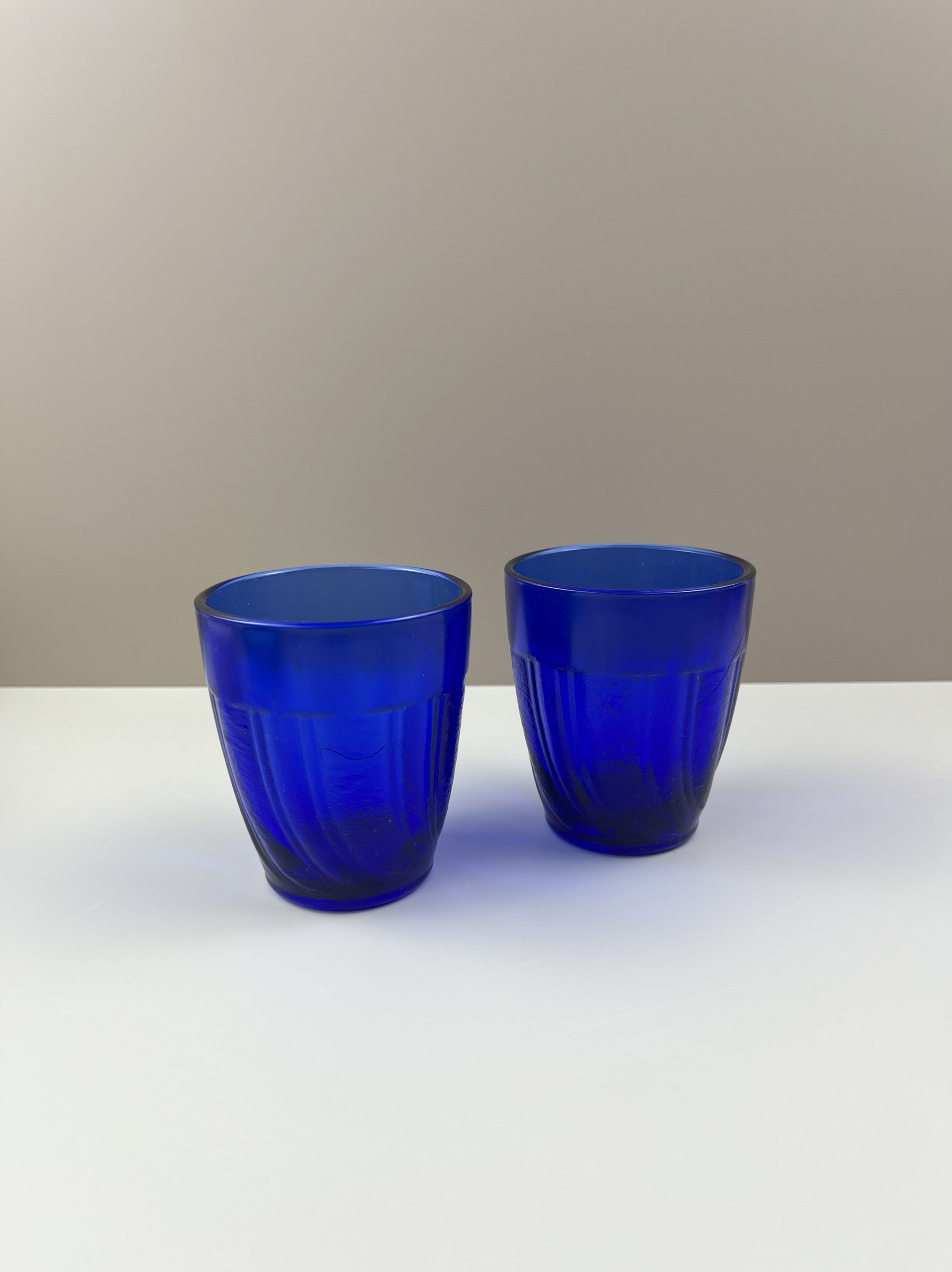 中古vintage蓝色玻璃杯复古水杯咖啡杯果汁杯啤酒杯威士忌酒杯子